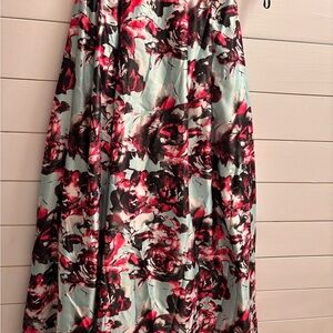 Blondie Nites Red and Black Floral Maxi Skirt